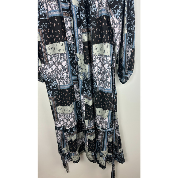 Aveology City Chic Patch Print Floral Maxi Dress Plus Size 20 Boho Peasant Folk - Picture 5 of 13